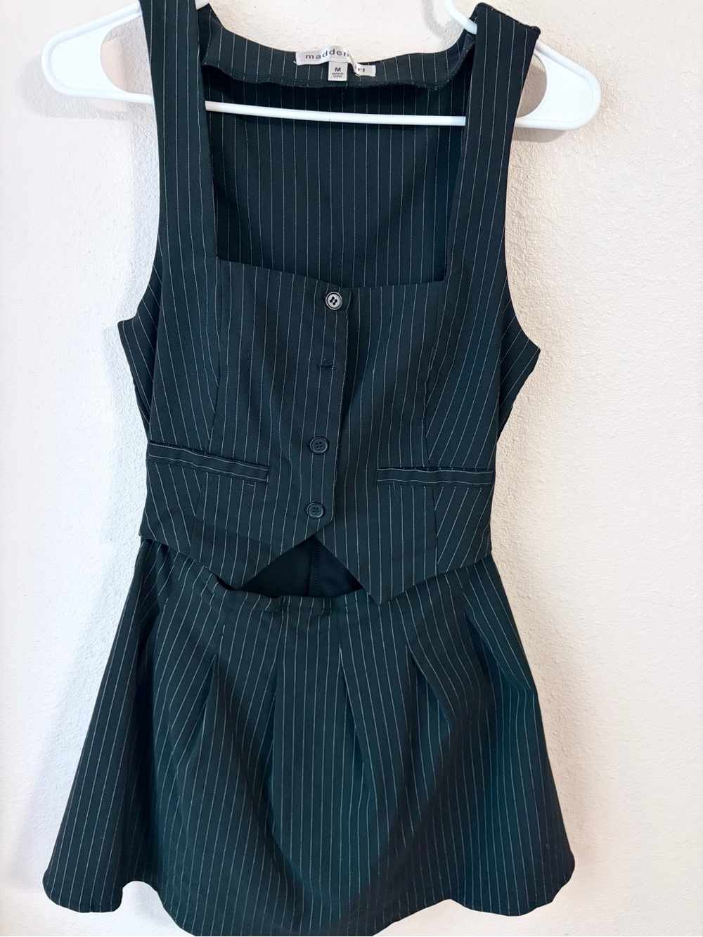 Madden Girl Black Pinstripe Jumpsuit Romper